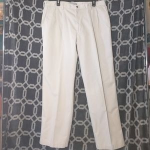 Men's Ivy Crew Cream Khaki Pants Pleats 38 x 30